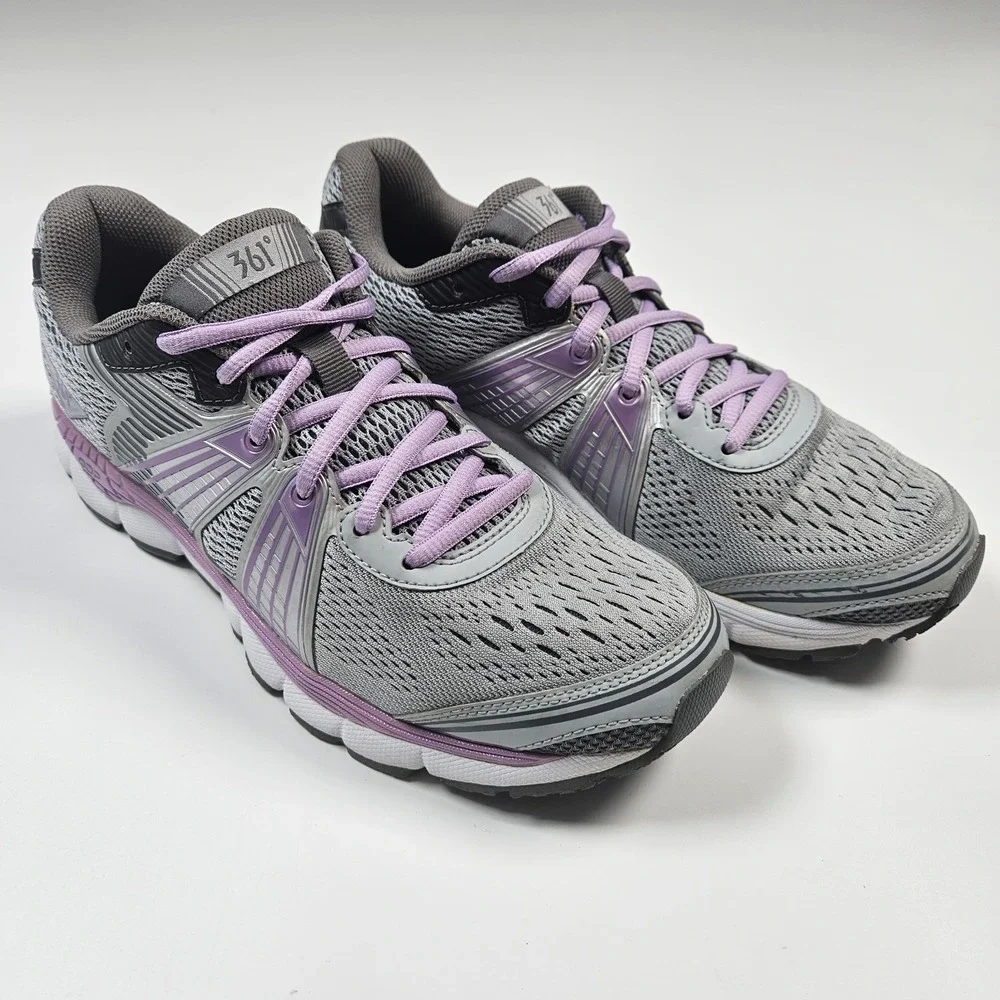 361 Degrees Womens Shield Shoes Sneakers Sz 9 Gray‎ Purple Running Athletic